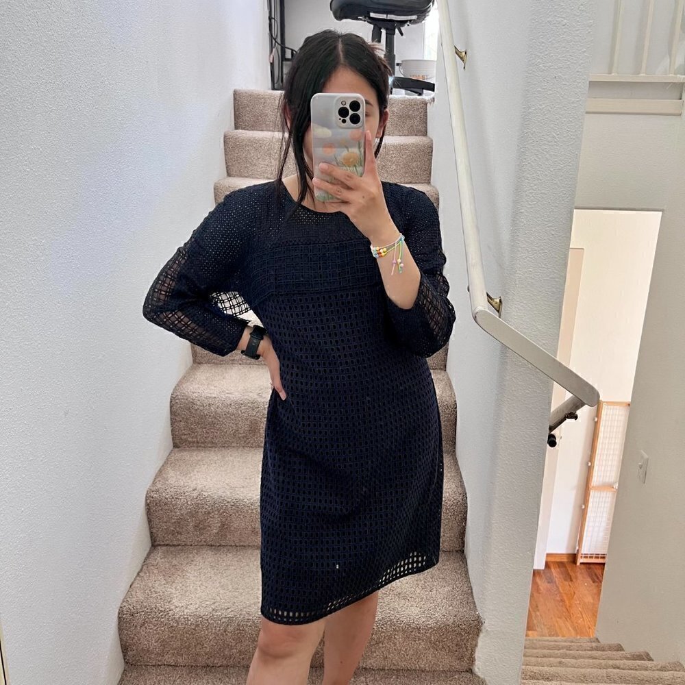NWT 3.1‎ Philip Lace Combo Ruffle Detail Dress In Navy Blue US 6‌‌‌‌‌‌‌‌